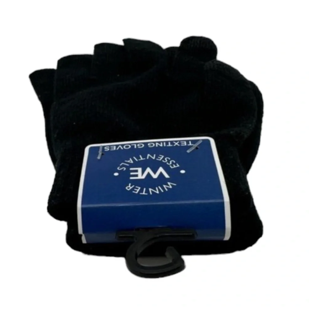 We Texting Touchscreen Gloves 2 Pair Warm Winter Stretchy Knit Black OS Unisex